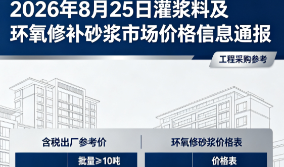 东阁镇2026年8月25日灌浆料及环氧修补砂浆市场价格信息通报